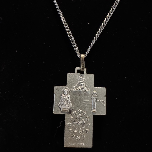 Vintage Italian Four-Way Catholic Cross Medal Pendant & Necklace – Made in Italy - Picture 5 of 9